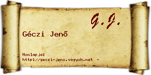 Géczi Jenő névjegykártya